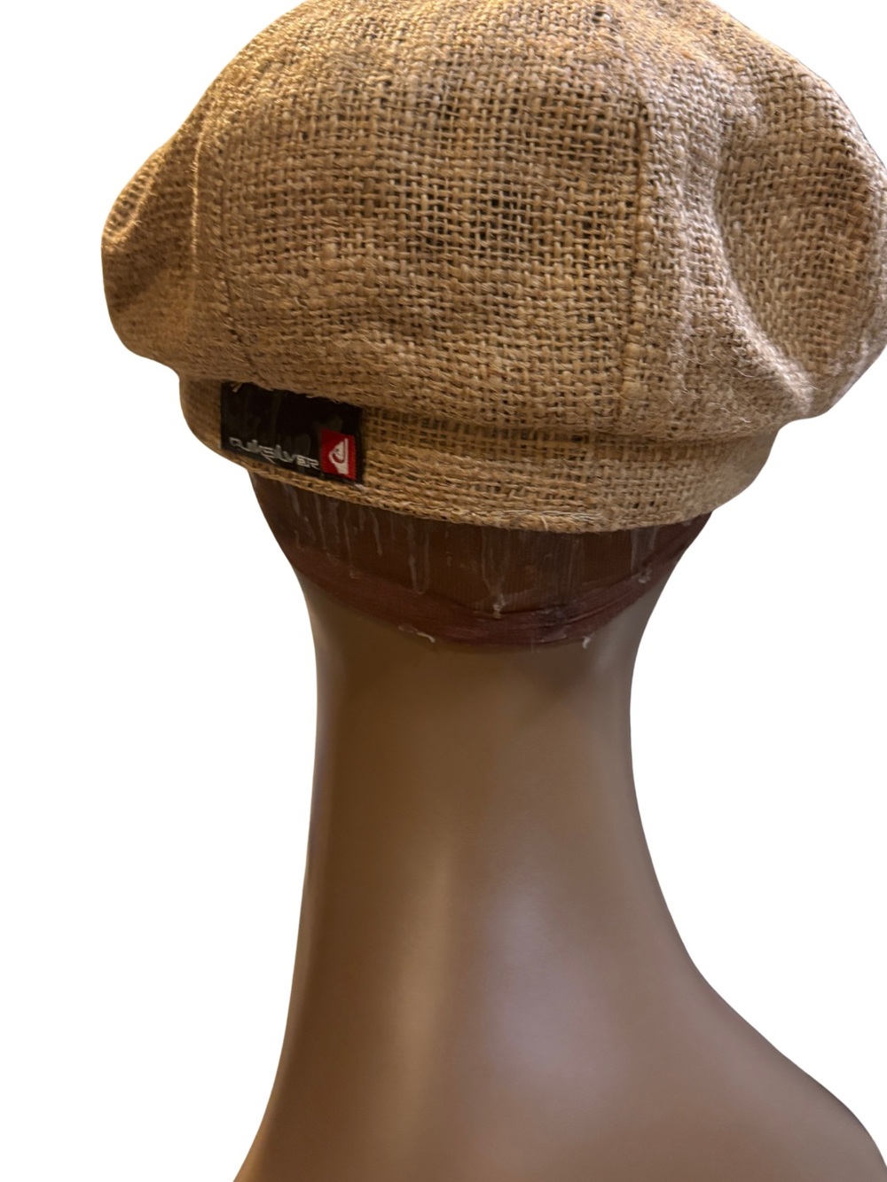 Quiksilver 100% Jute Newsboy Cabbie Hat Tan Woven Cap Size S/M - Picture 2 of 10
